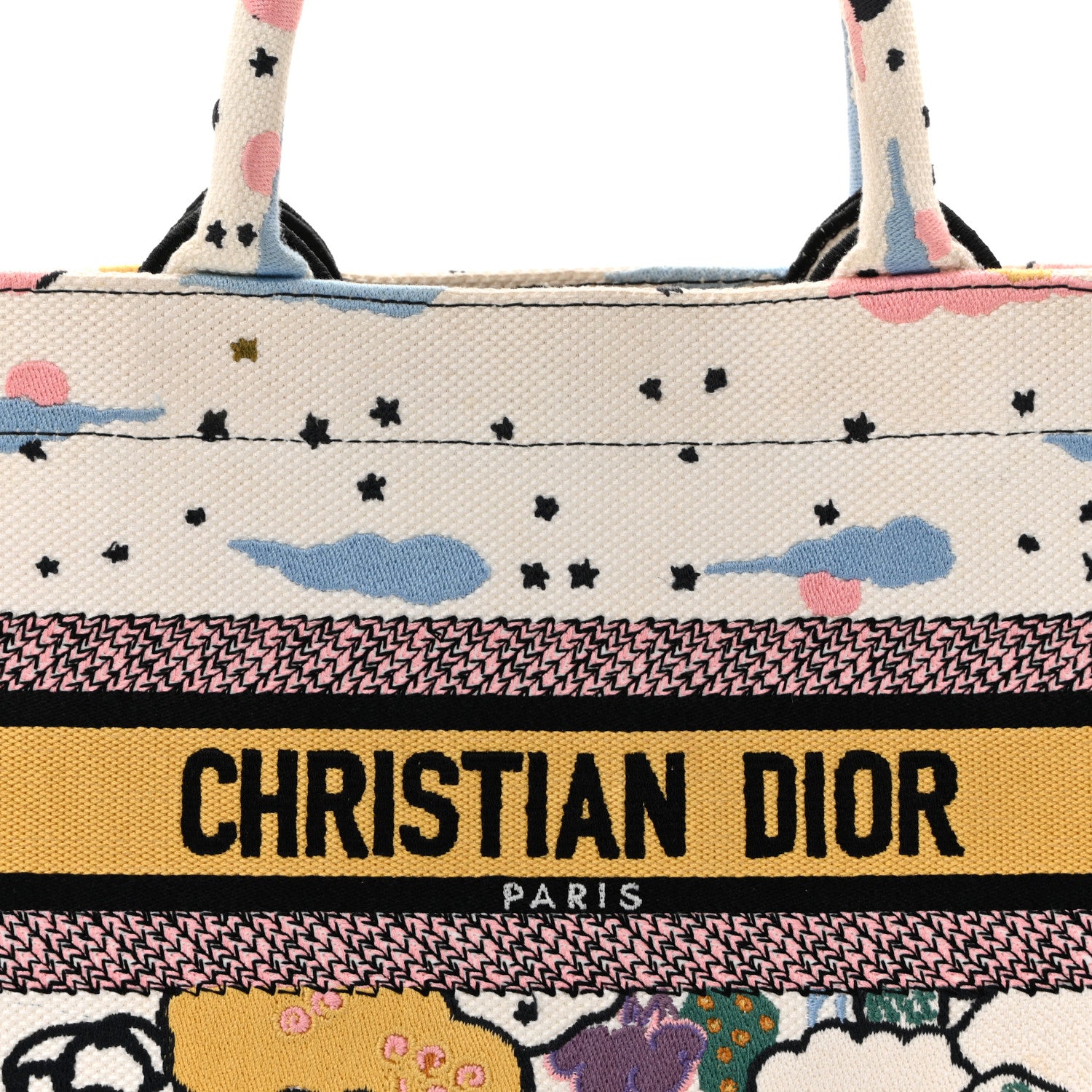 Christian Dior Canvas Embroidered Ciel De Reve Small Book Tote Latte Multicolor 8 of 14
