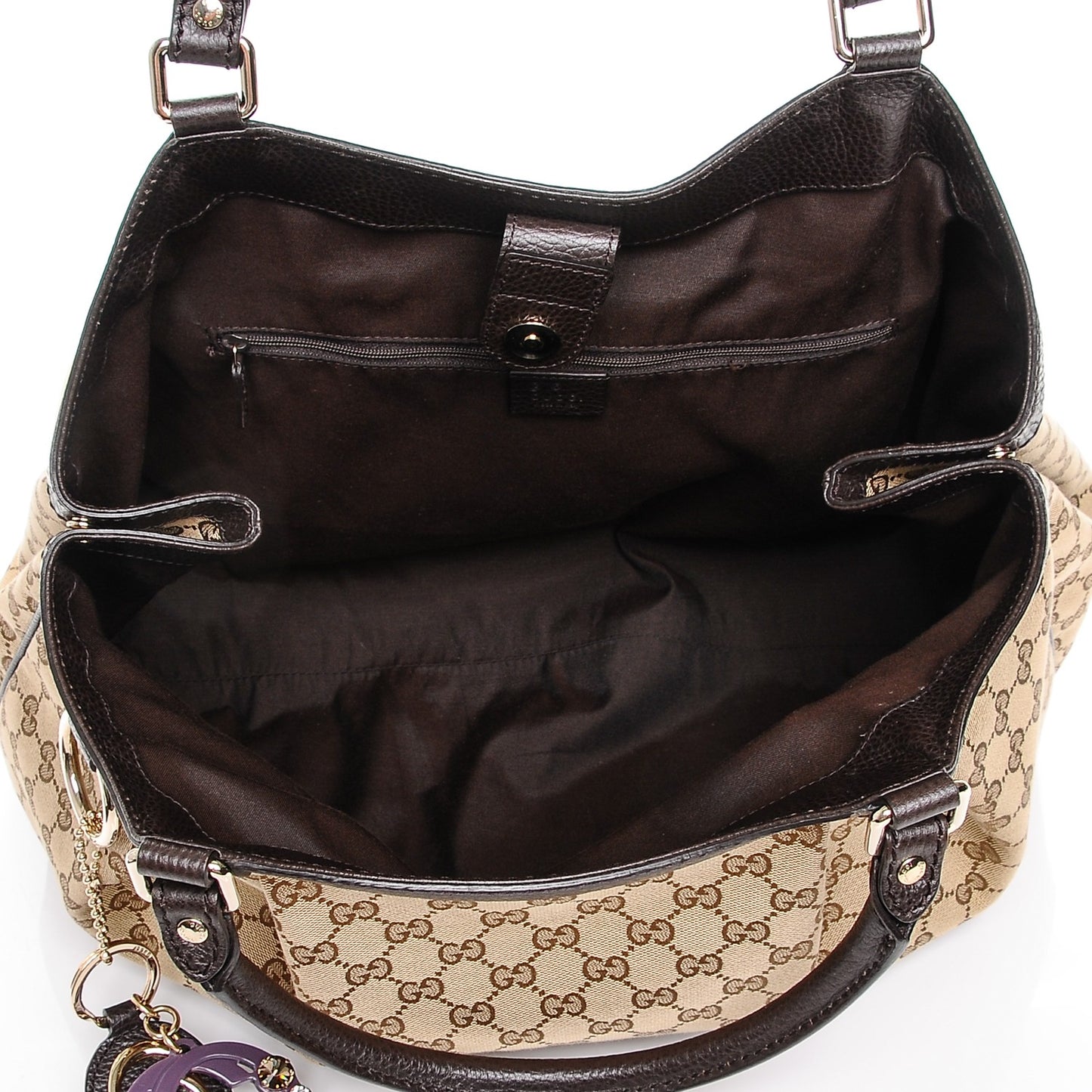 Monogram Dollar Calfskin Large Sukey Tote Beige Ebony Testa di Moro
