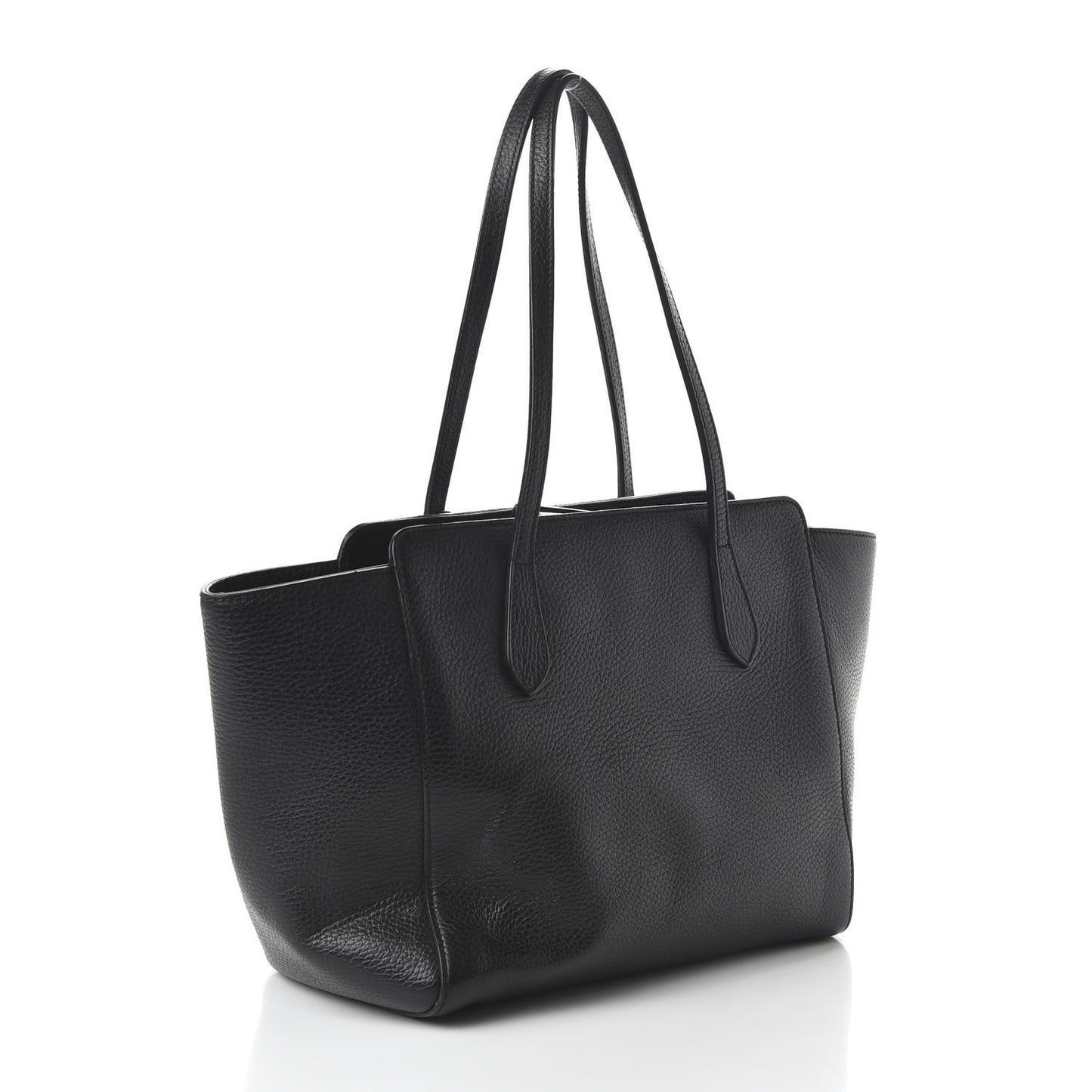 Pebbled Calfskin Small Swing Tote Black