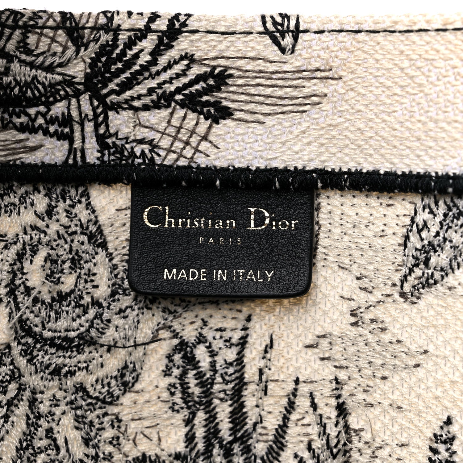 Christian Dior Canvas Embroidered Toile De Jouy Book Tote White Black 6 of 15