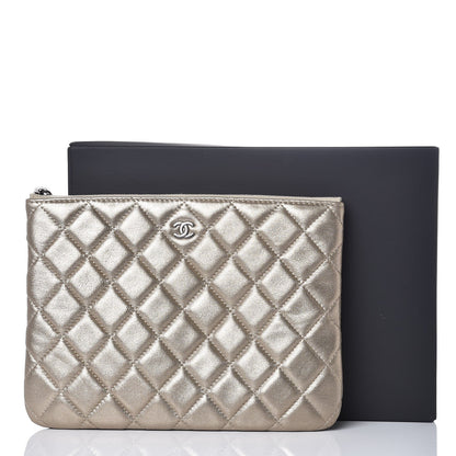 Chanel Metallic Lambskin Quilted Medium Cosmetic Case Gold 6 of 8