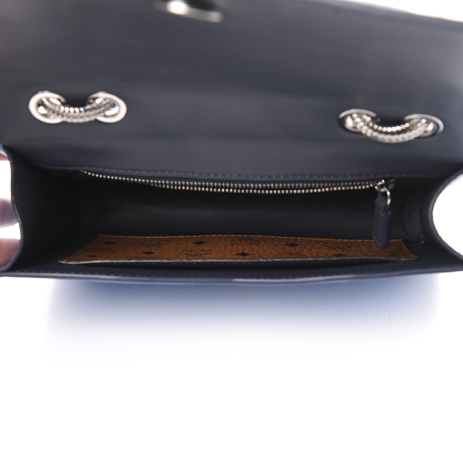 MCM Lambskin Diamond Disco Flap Crossbody Bag Blue 5 of 10