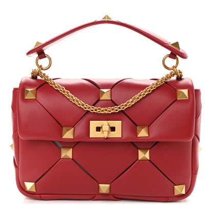 Valentino Garavani Nappa Large Roman Stud Craving Shoulder Bag Rosso 1 of 8