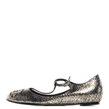 Chanel Python CC Studded Flats 38 Light Gold 1 of 7