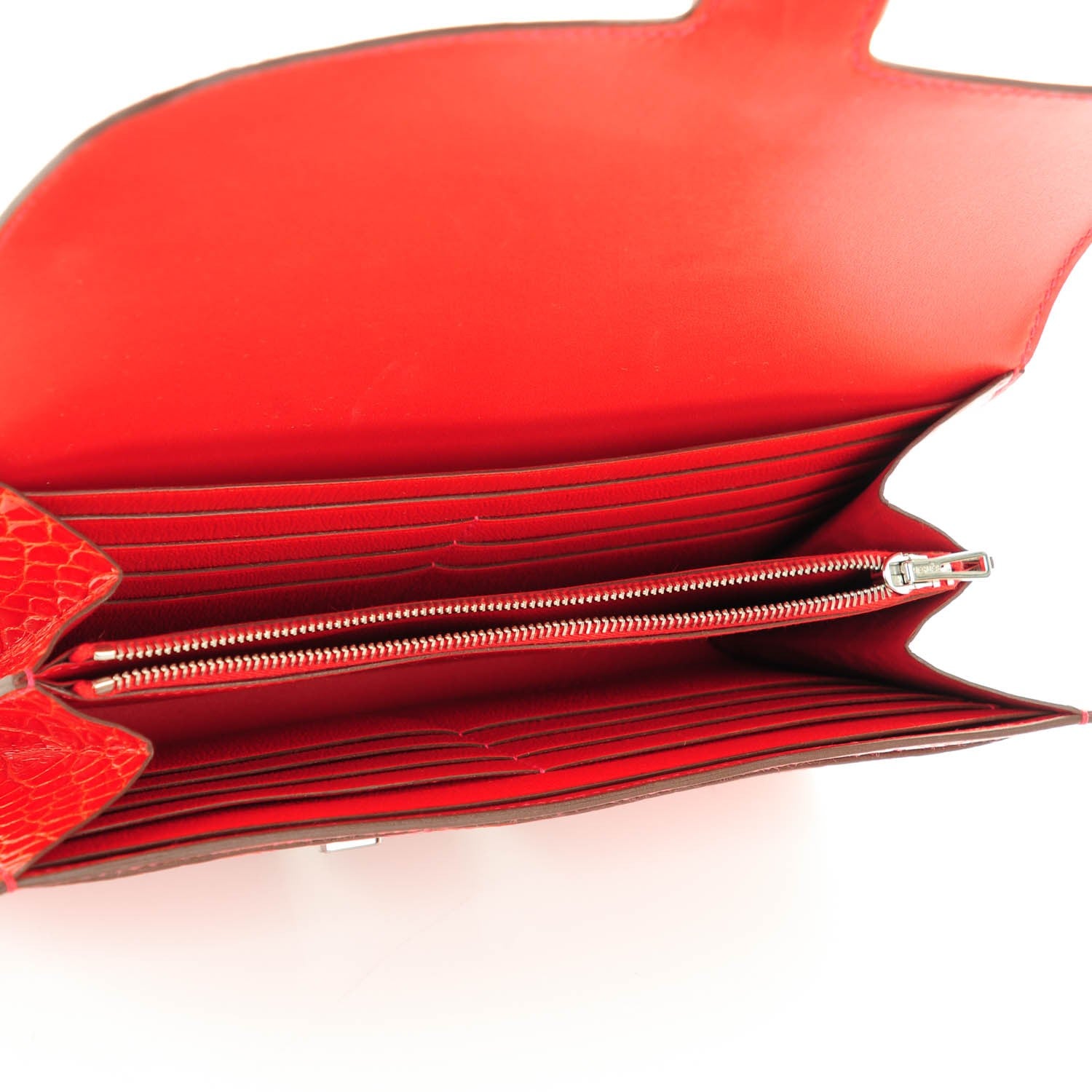 Hermes Shiny Alligator Constance Long Wallet Geranium 5 of 9