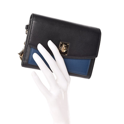 Christian Dior Calfskin Bi-Color Wallet Black Blue 2 of 6