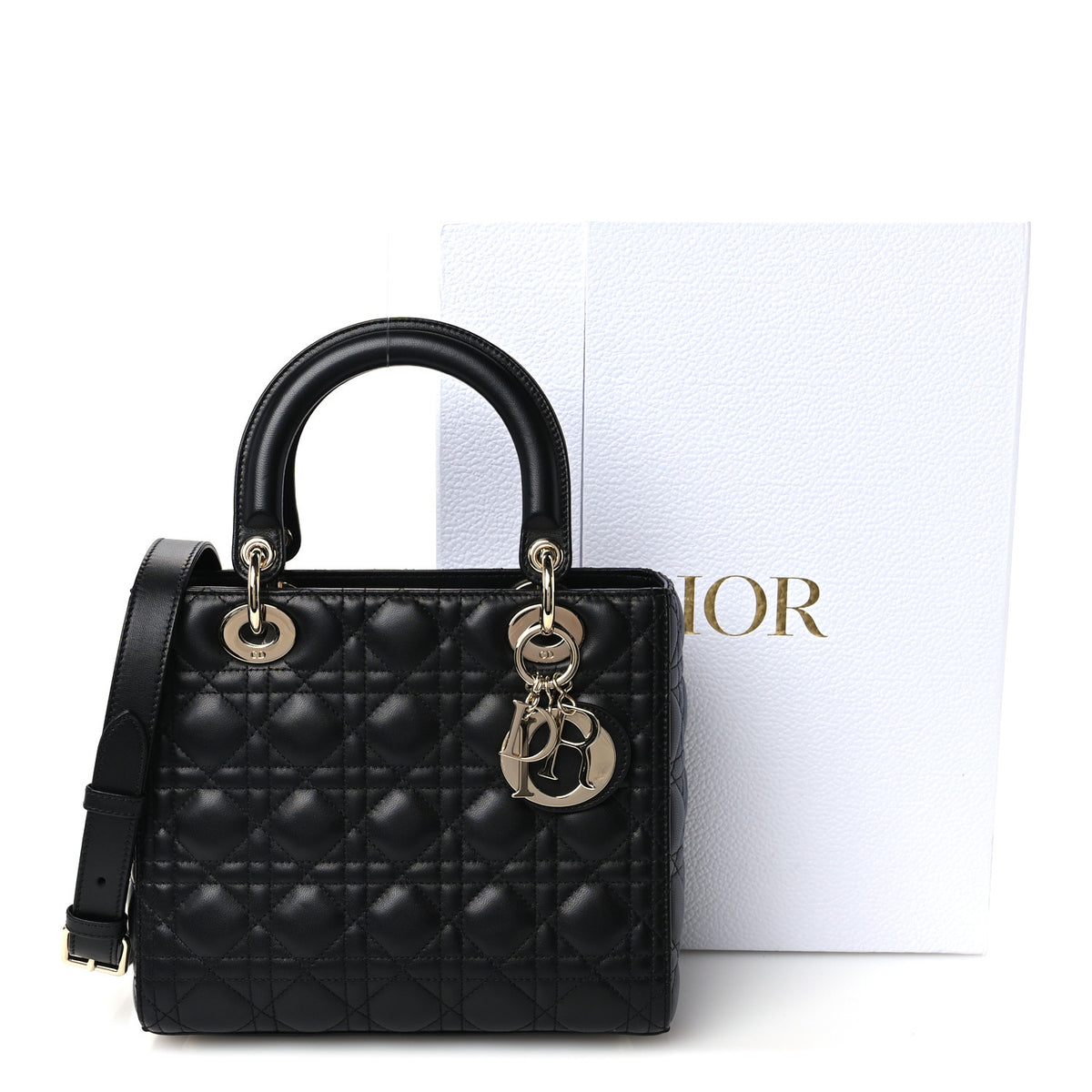 Christian Dior Lambskin Cannage Medium Lady Dior Black 11 of 11
