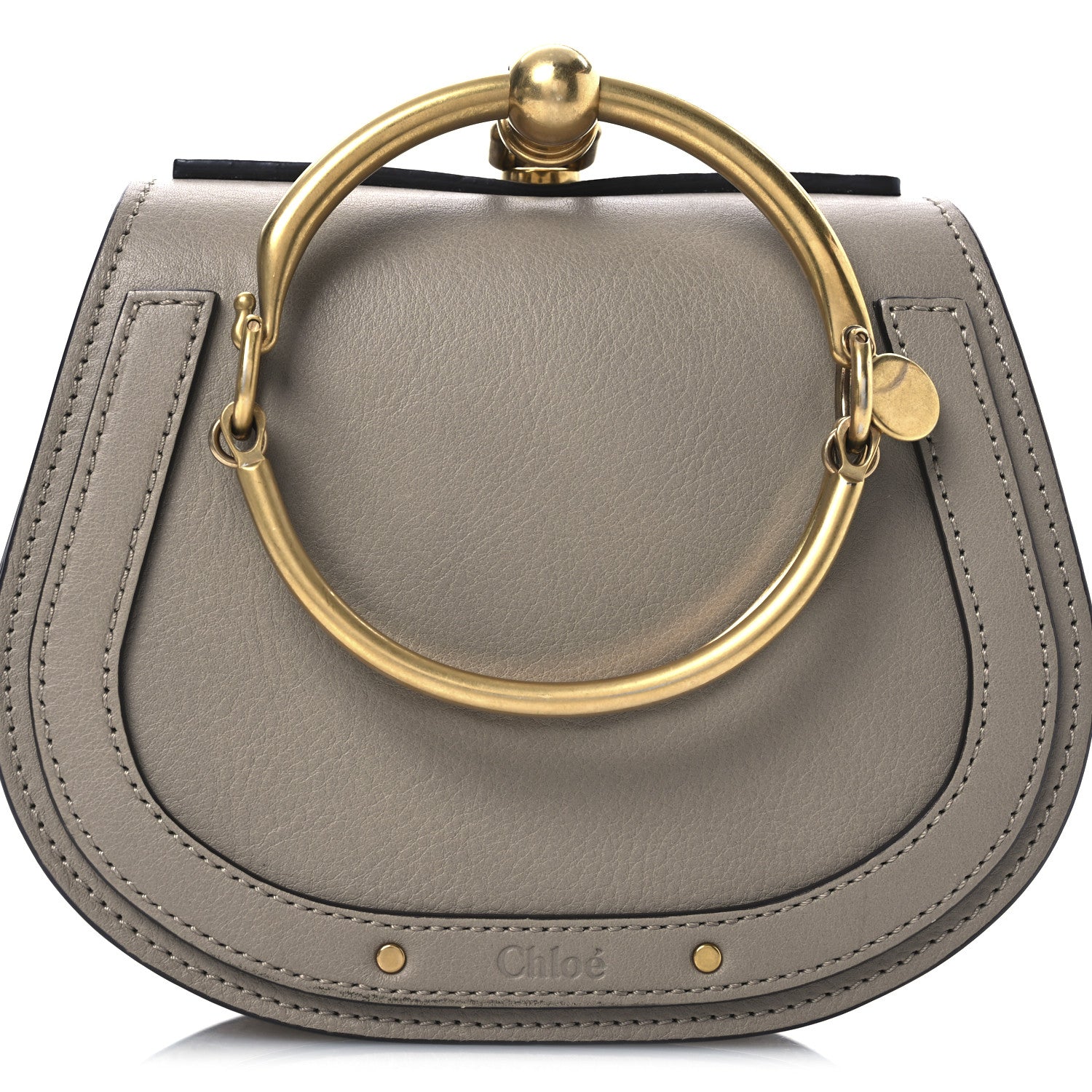 Chloe Calfskin Suede Small Nile Bracelet Bag Motty Grey 8 of 14