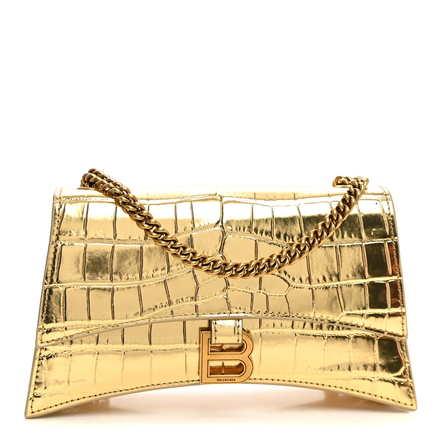 Balenciaga Metallic Supple Calfskin Crocodile XS Crush Chain Bag Gold 1 of 9