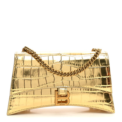 Balenciaga Metallic Supple Calfskin Crocodile XS Crush Chain Bag Gold 1 of 9
