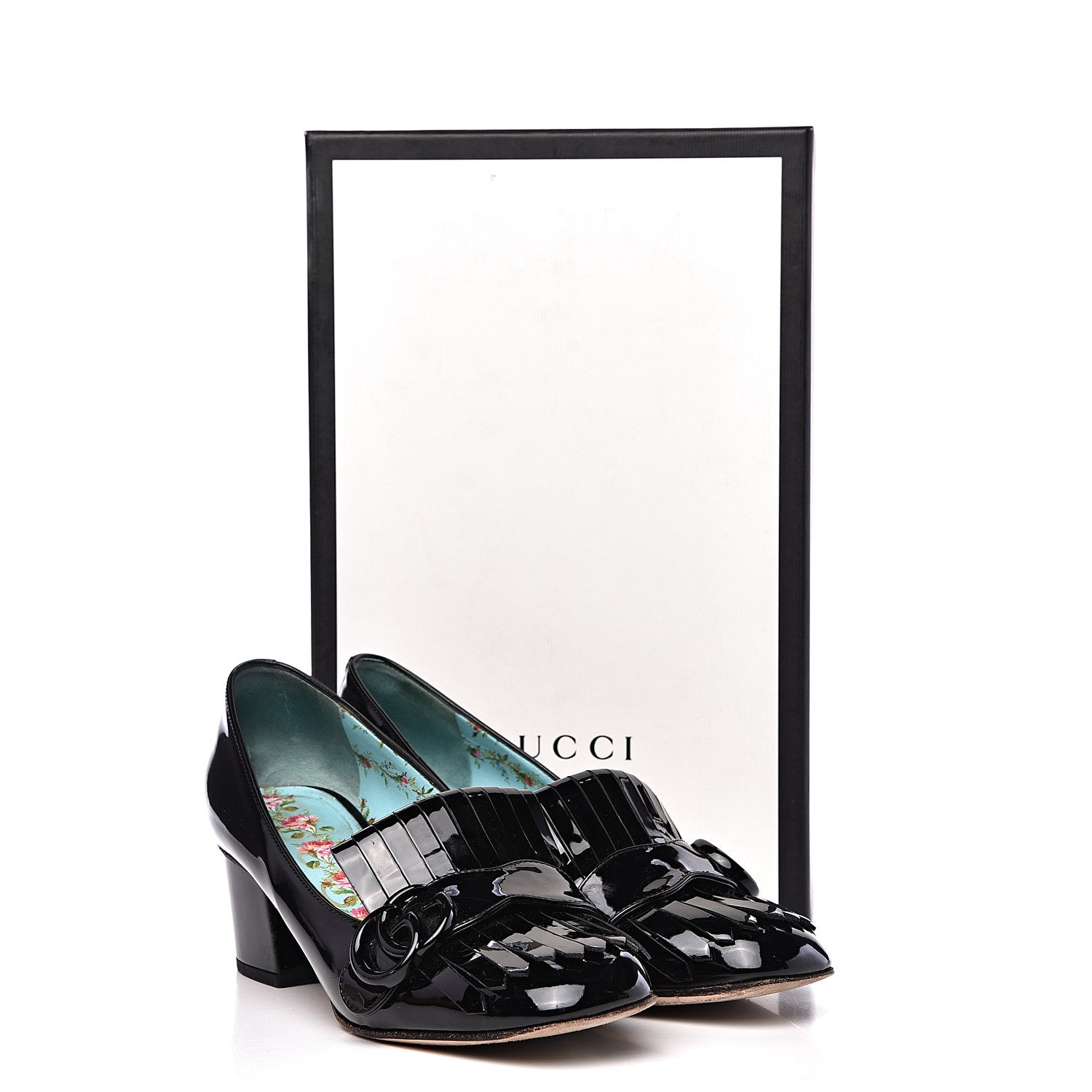 Gucci Vernice GG Marmont Fringe 50mm Loafer Pumps 37 Black 11 of 11