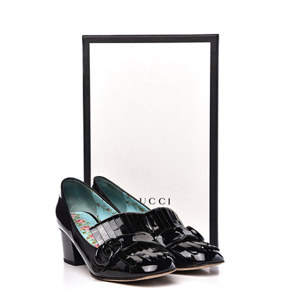 Gucci Vernice GG Marmont Fringe 50mm Loafer Pumps 37 Black 11 of 11
