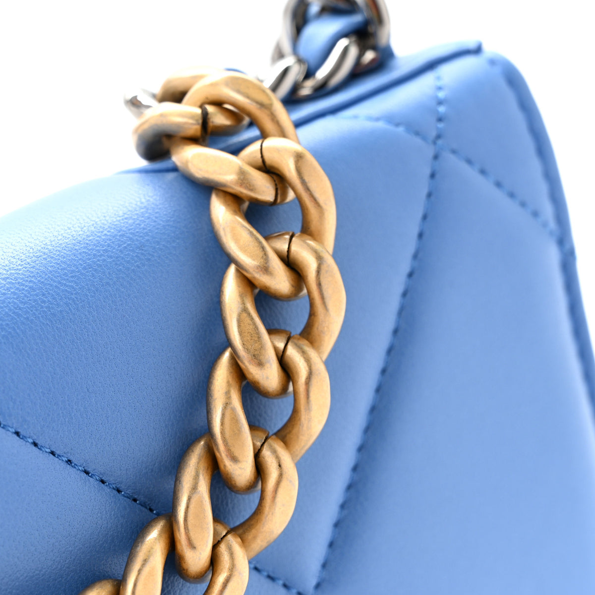 Chanel Lambskin Quilted Chanel 19 Wallet On Chain WOC Blue 12 of 15