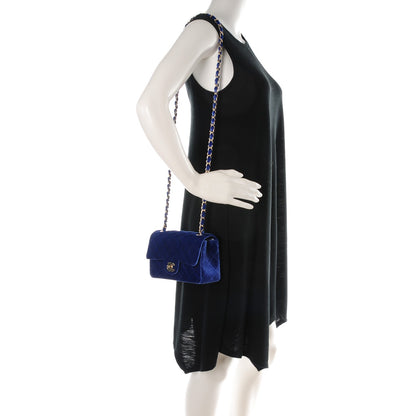 Chanel Velvet Quilted Mini Rectangular Flap Blue 2 of 8