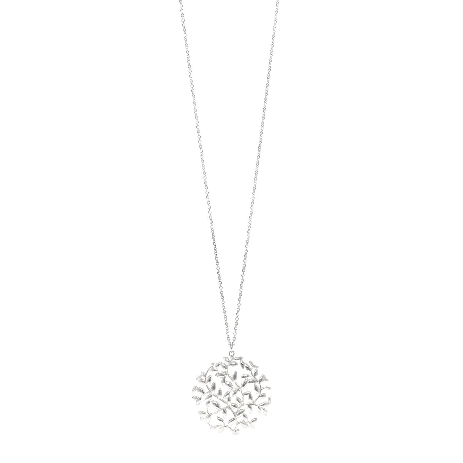 Tiffany Sterling Silver Paloma Picasso Olive Leaf Medallion Pendant Necklace 1 of 5