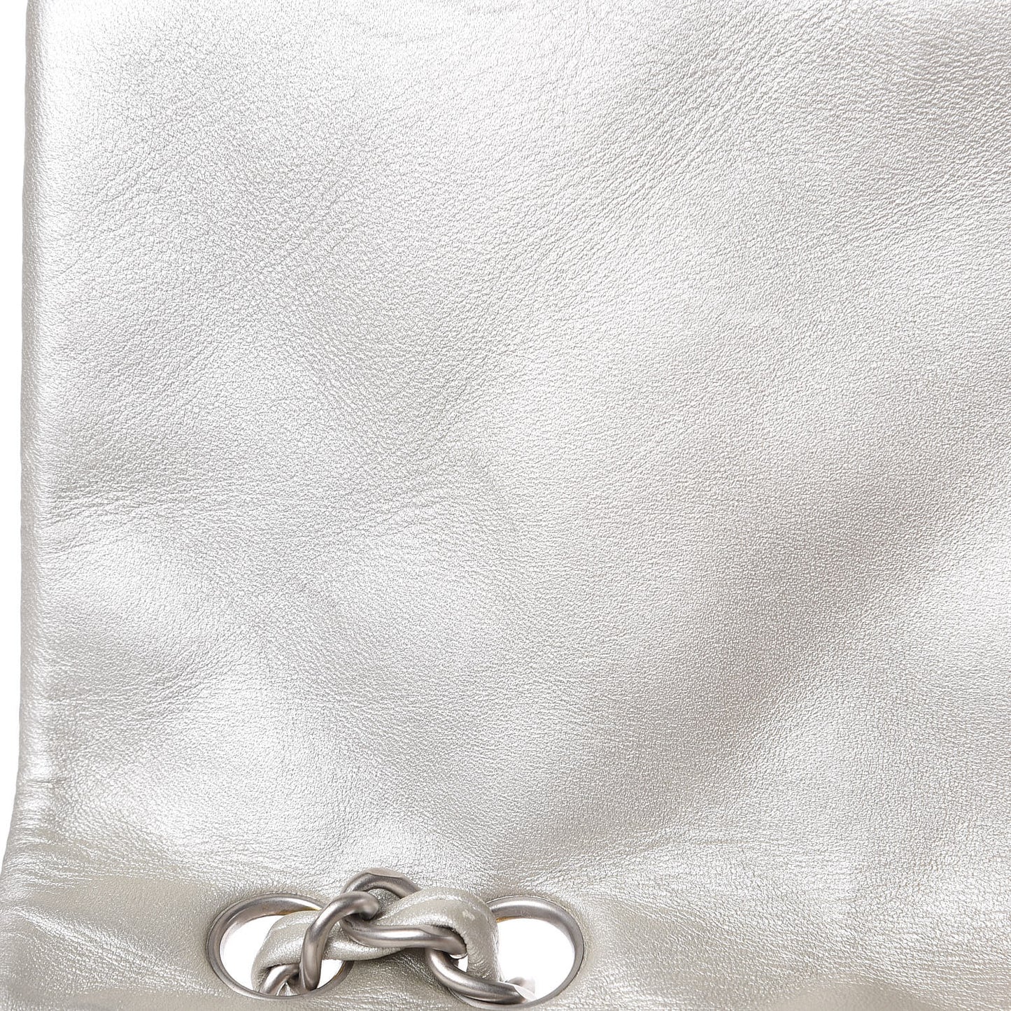 Metallic Lambskin Quilted Jumbo Single Flap Silver