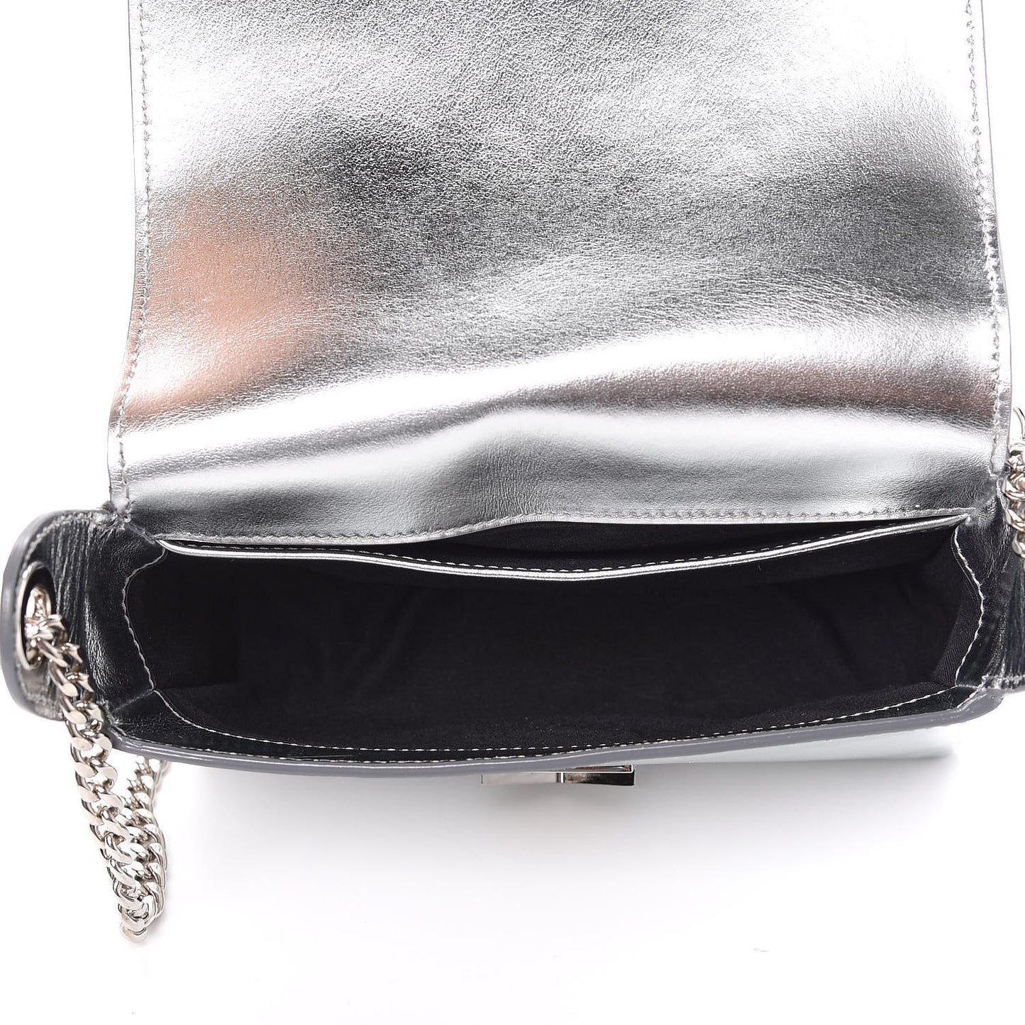 Metallic Calfskin Lockett Petite Shoulder Bag Silver