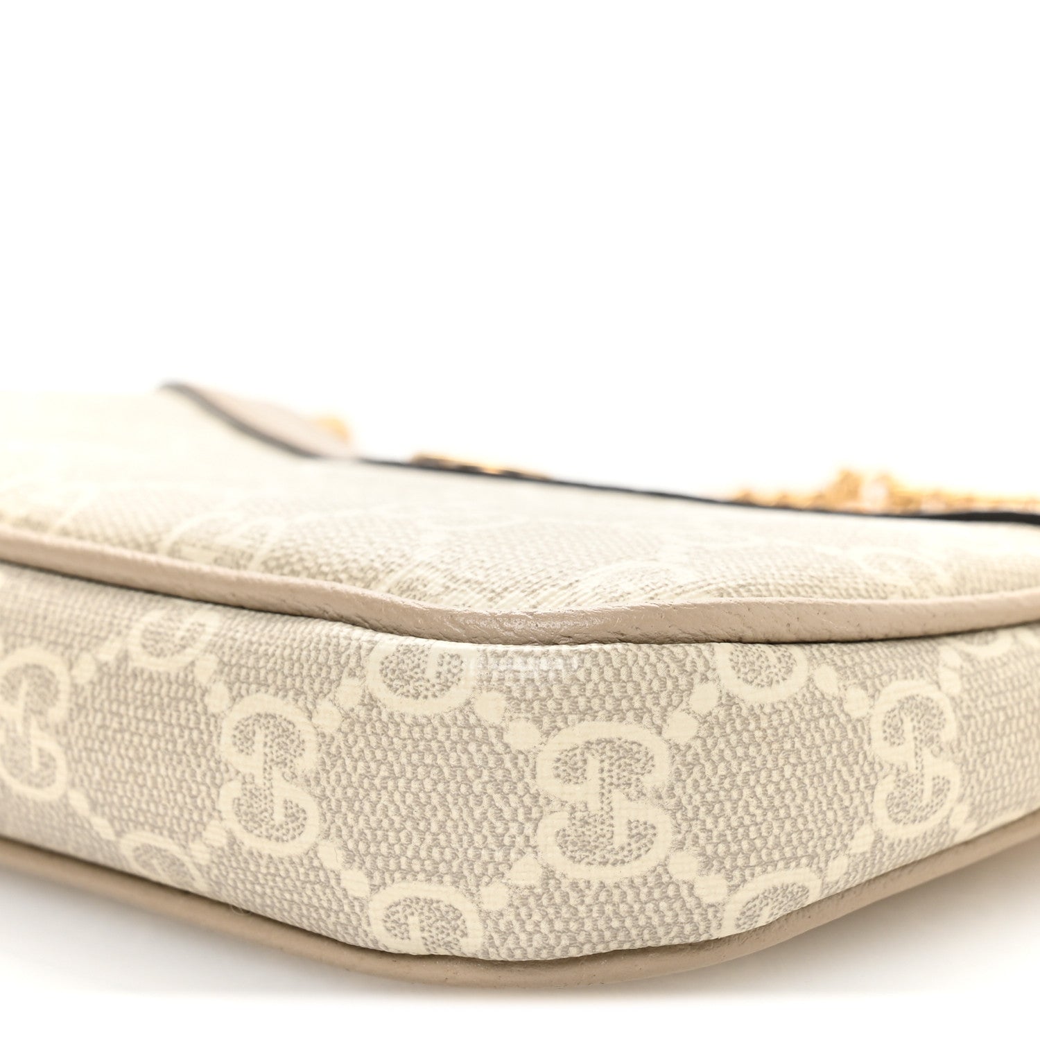 Gucci GG Supreme Monogram Textured Dollar Calfskin Web Mini Ophidia GG Handbag Beige Mystic White Oatmeal 10 of 11