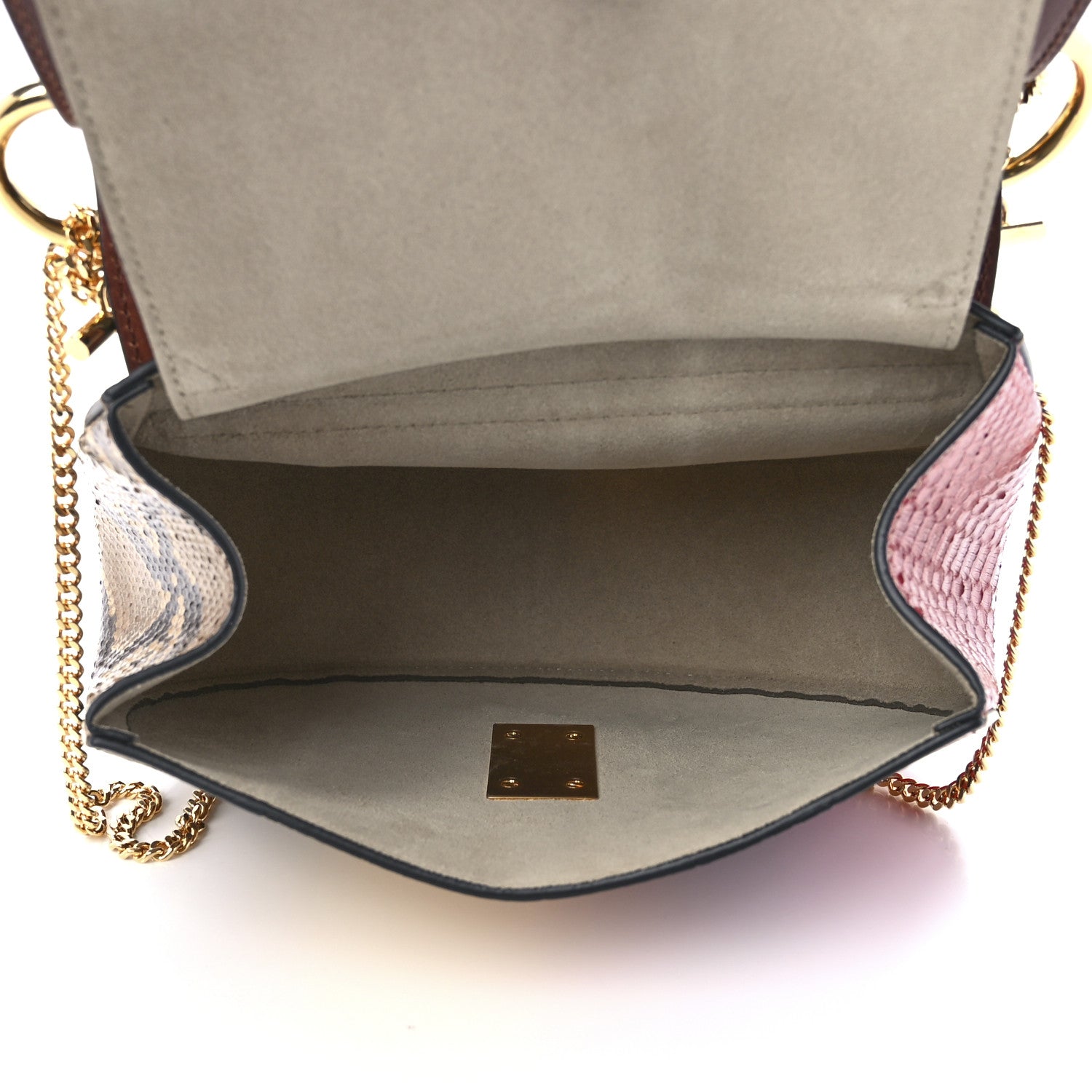 Chloe Snakeskin Drew Shoulder Bag Brown Multicolor 5 of 14