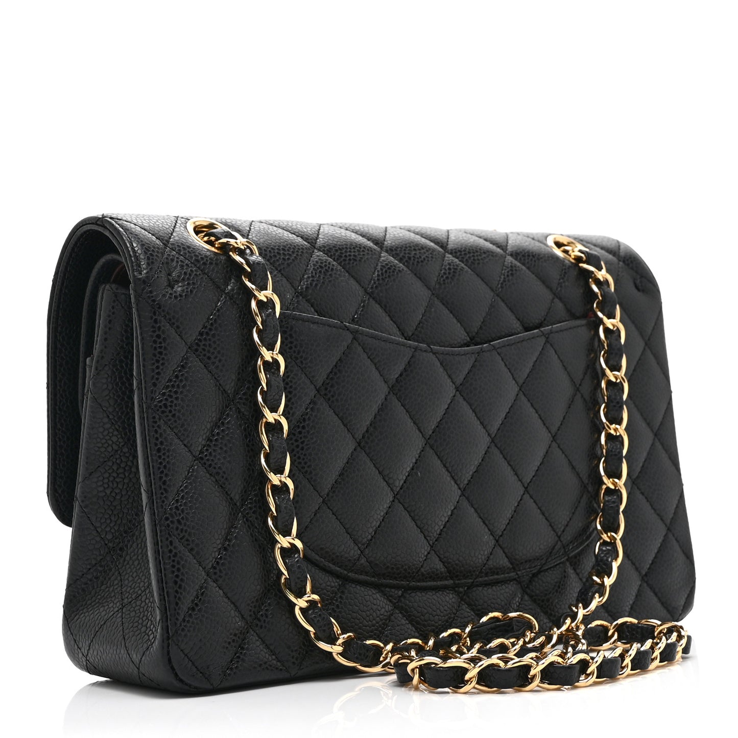 Caviar Quilted Medium Double Flap Black
