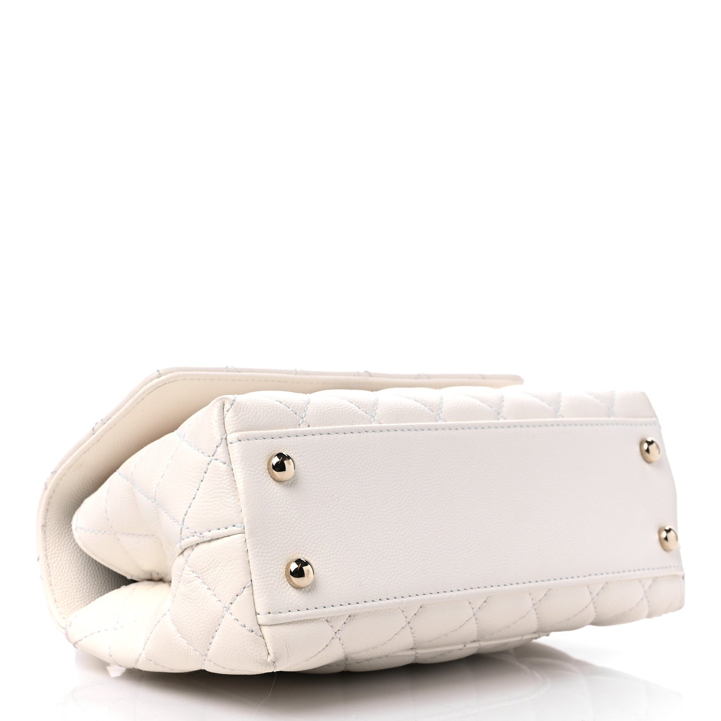 Caviar Quilted Mini Coco Handle Flap White