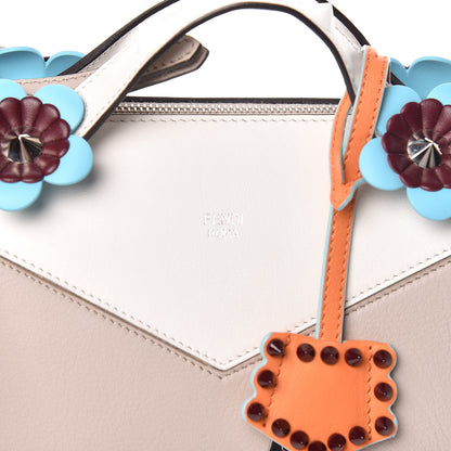 Fendi Vitello Dolce Flowerland Studded Medium By The Way Boston Bag Grigio Polvere White Ice Multicolor 8 of 10