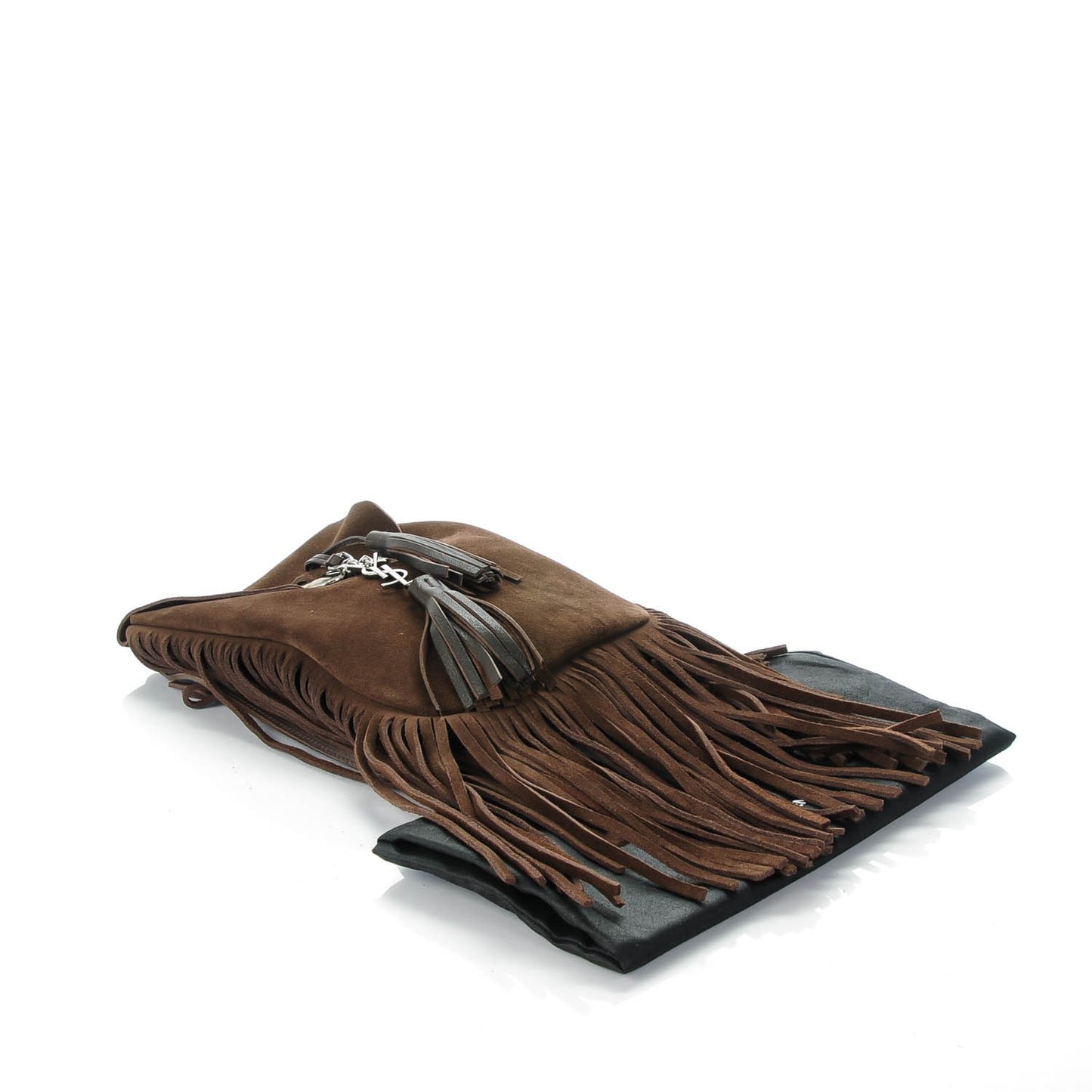 Suede Fringe Flat Anita Crossbody Bag Coffy Marrone