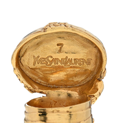 Saint Laurent Glass Cabochon Arty Ovale Ring 7 Gold Turquoise 4 of 4
