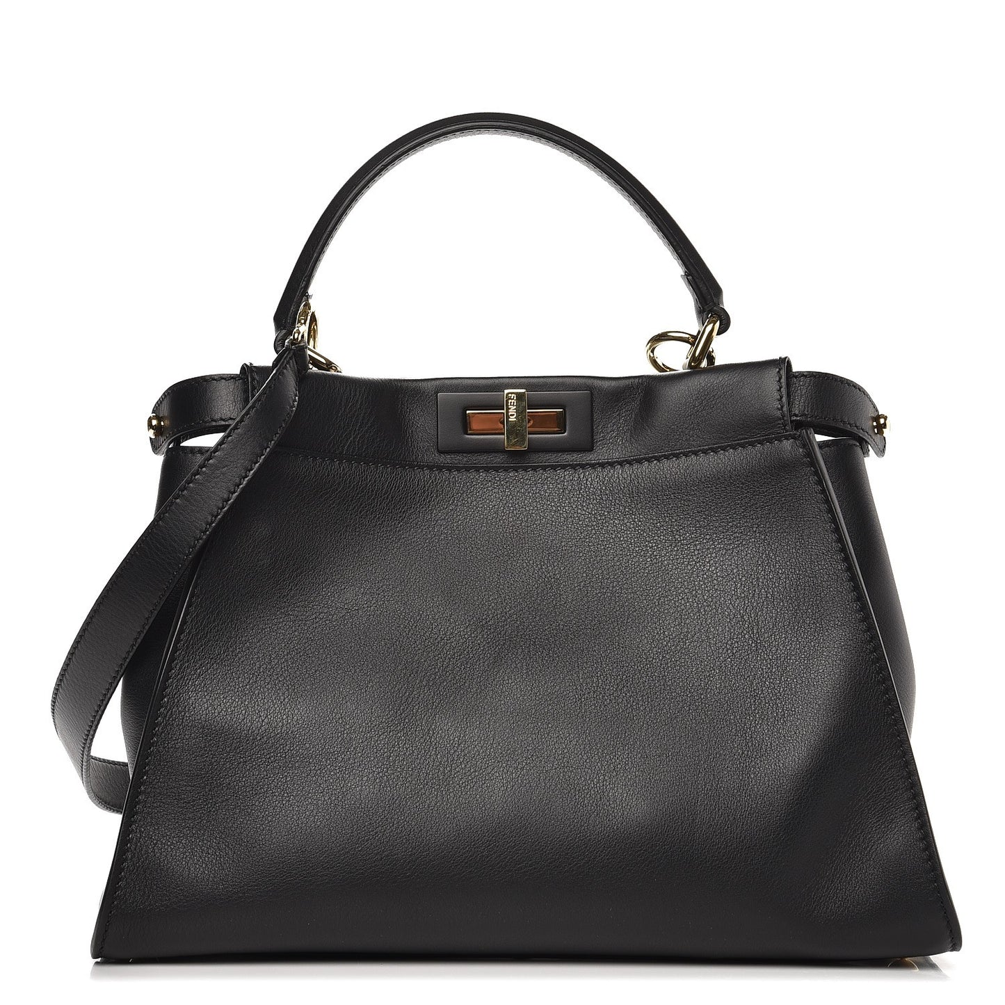 Vitello Seta Shiny Nappa Medium Peekaboo Iconic Satchel Black