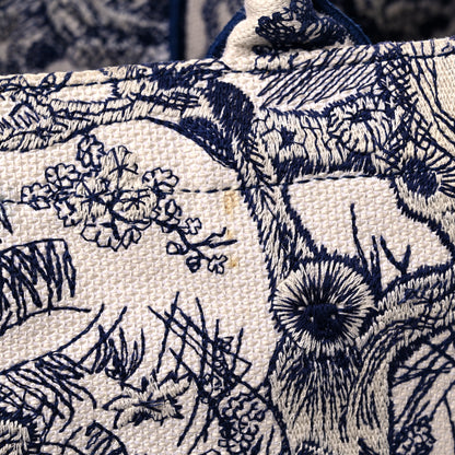 Christian Dior Canvas Embroidered Large Dioriviera Toile De Jouy Book Tote Blue 15 of 16