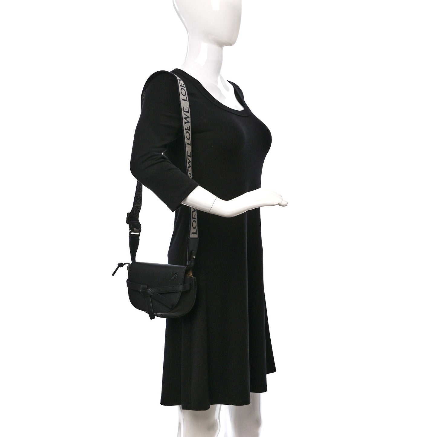 Calfskin Jacquard Mini Gate Dual Bag Black