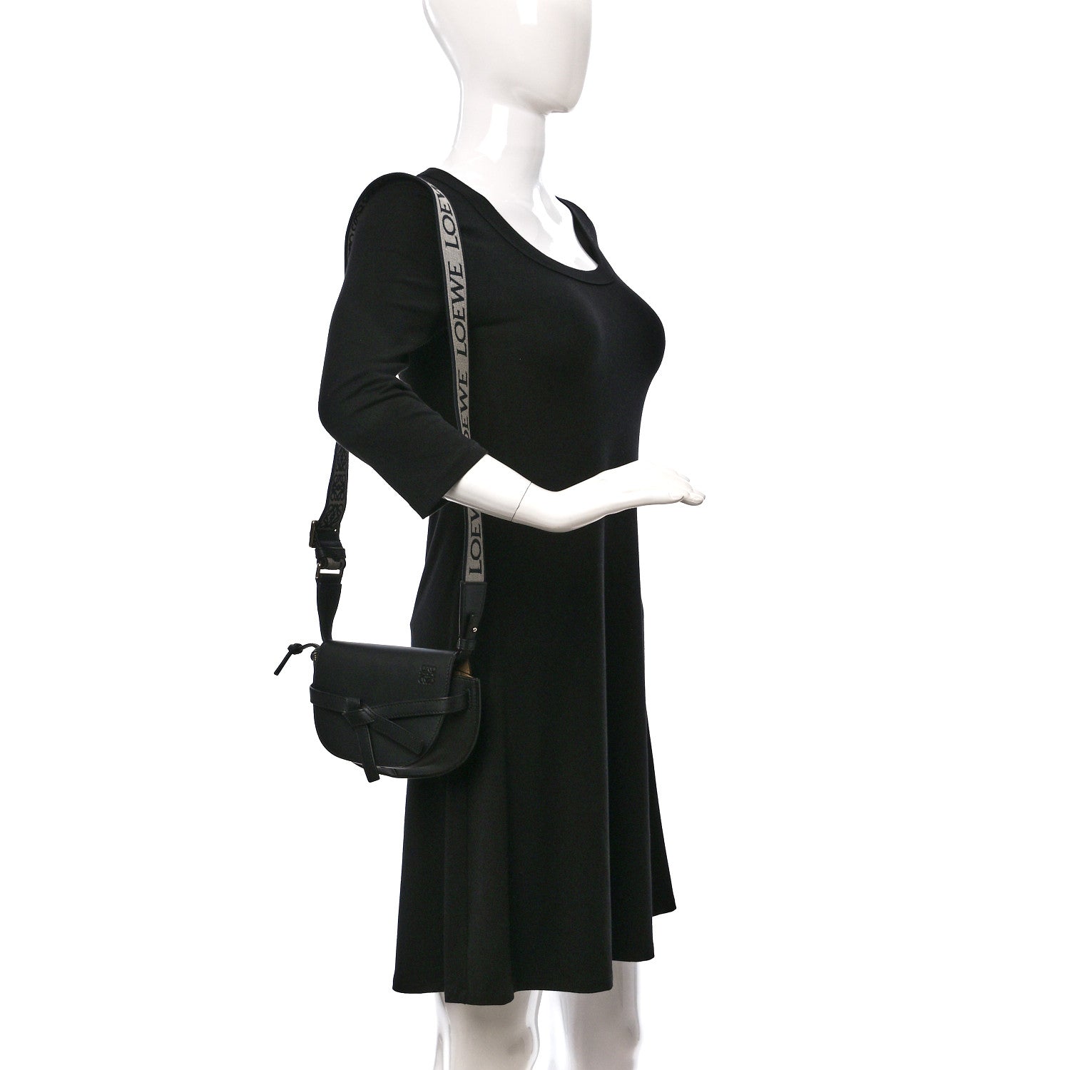 Loewe Calfskin Jacquard Mini Gate Dual Bag Black 2 of 8
