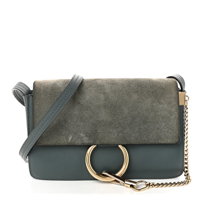 Chloe Suede Calfskin Small Faye Shoulder Bag Cloudy Blue 1 of 9