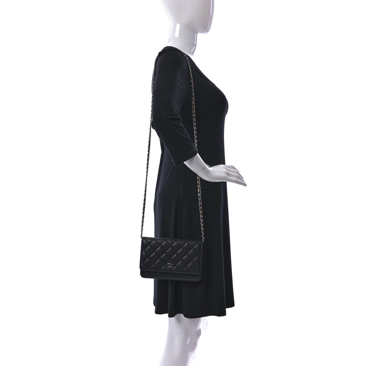 Caviar Quilted Wallet On Chain WOC Black