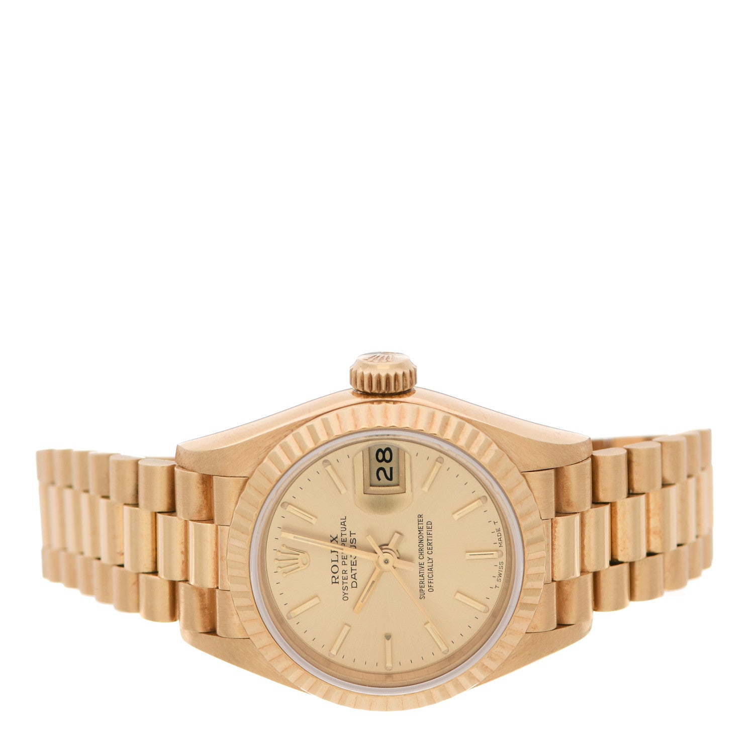 Rolex 18K Yellow Gold 26mm Oyster Perpetual Datejust President Watch Champagne 69178 2 of 4