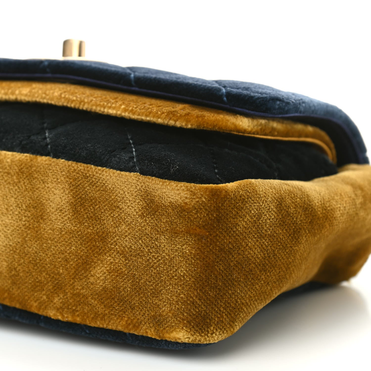 Chanel Velvet Quilted Small Camellia Flap Navy Yellow Charcoal 9 of 9