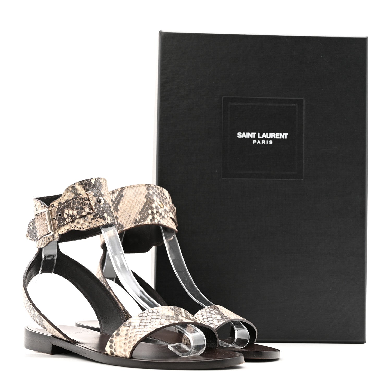 Saint Laurent Snakeskin Ankle Strap Sandals 36.5 Roccia 32 of 32
