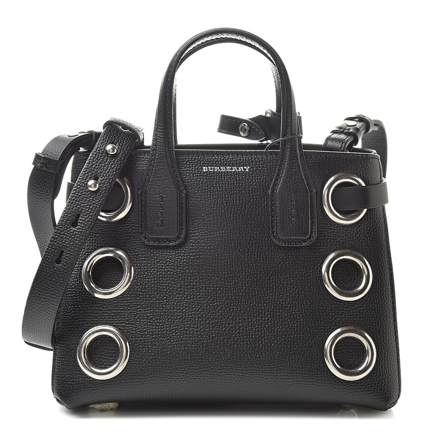 Grainy Calfskin House Check Grommet Baby Banner Tote Black