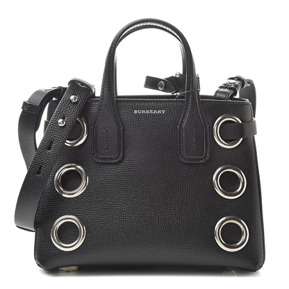 Burberry Grainy Calfskin House Check Grommet Baby Banner Tote Black 1 of 11