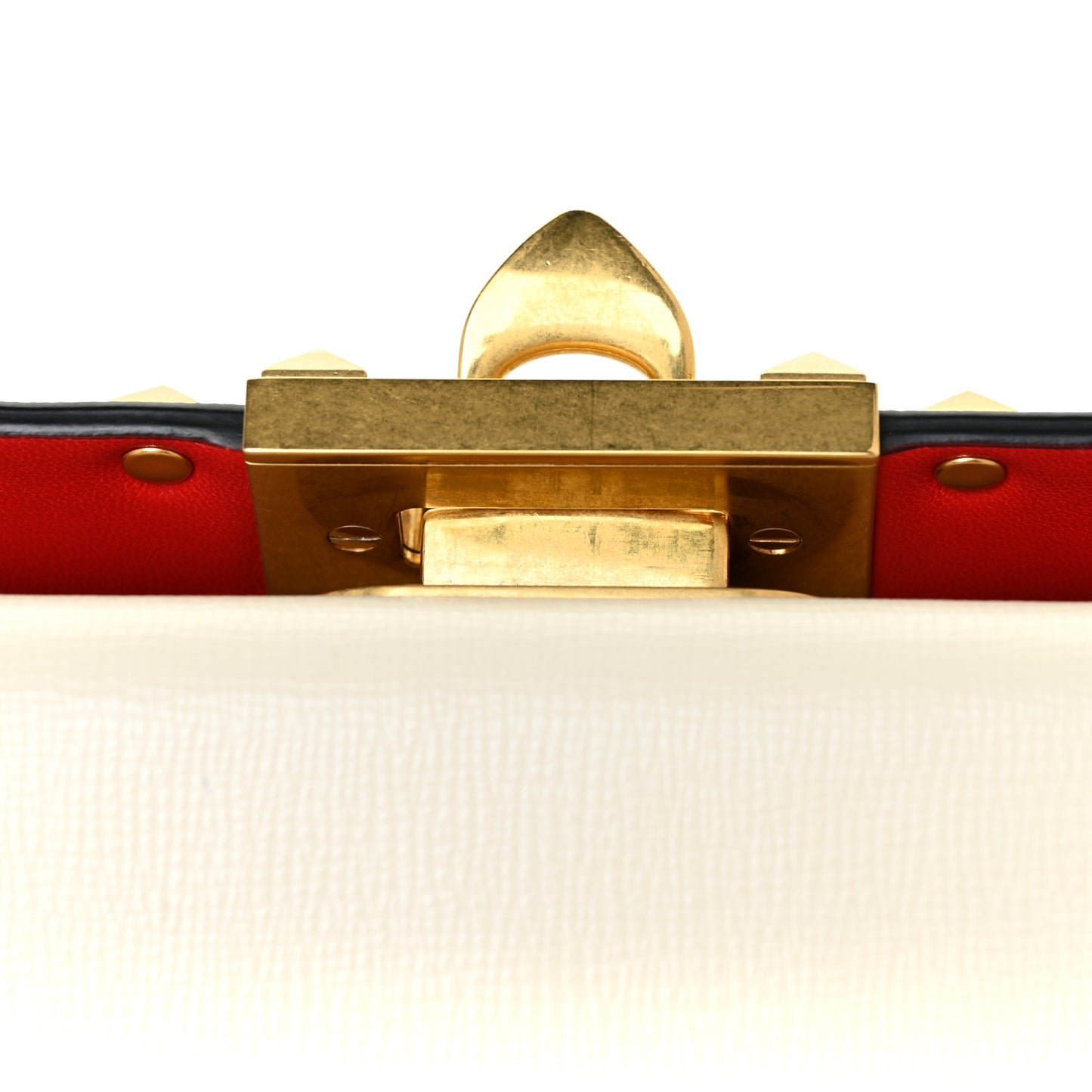 Grainy Calfskin Rockstud Clutch Light Ivory