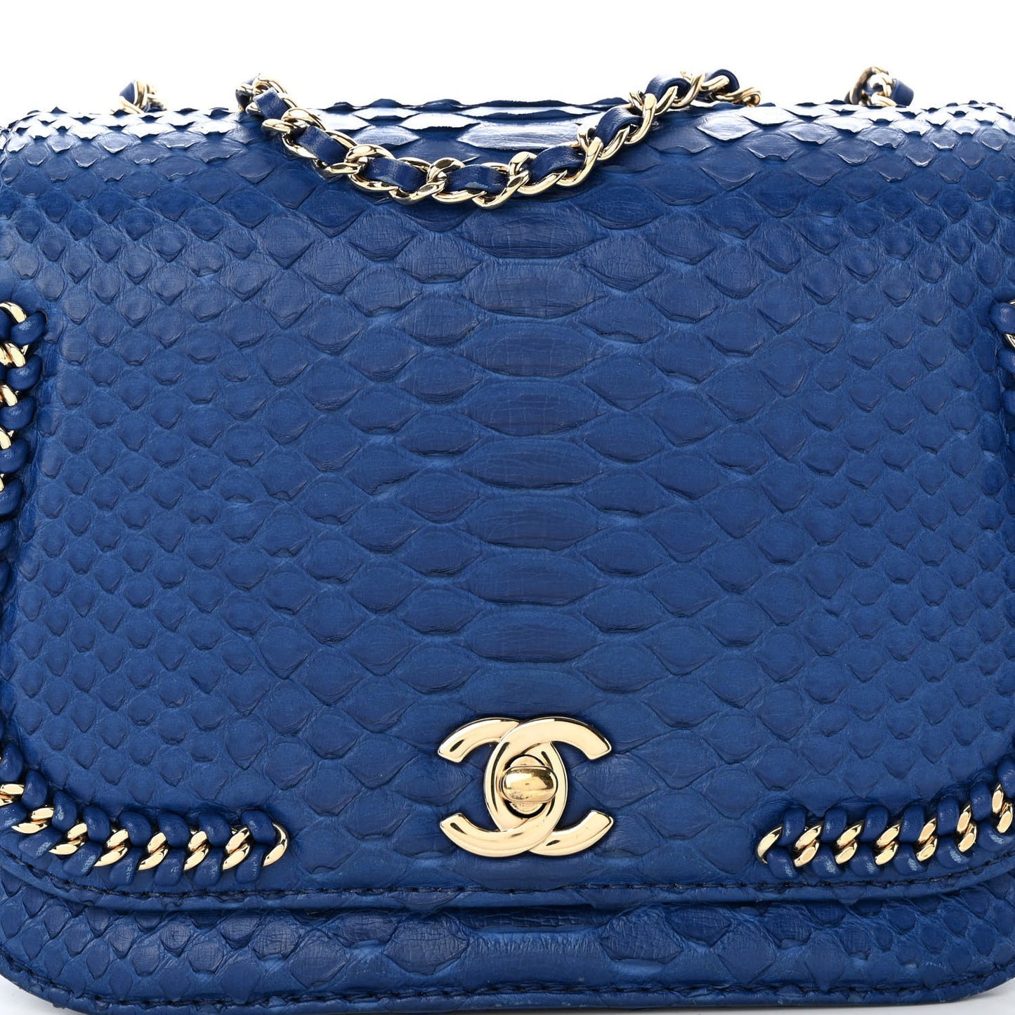 Snakeskin Small Braided Chic Flap Blue