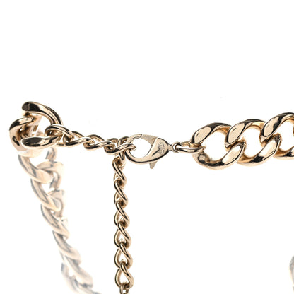 Chanel Crystal CC Chain Link Choker Necklace Gold 4 of 5