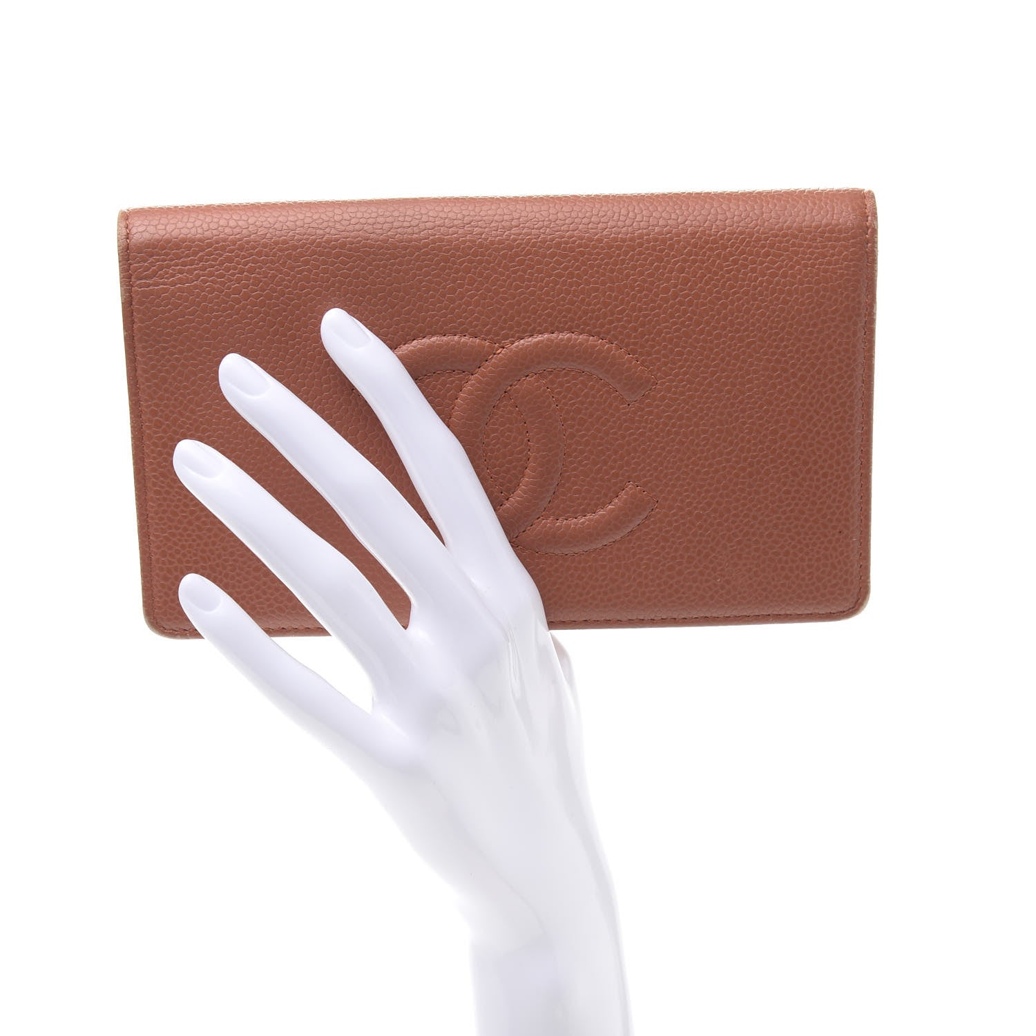 Chanel Caviar Timeless CC Yen Wallet Orange 2 of 13