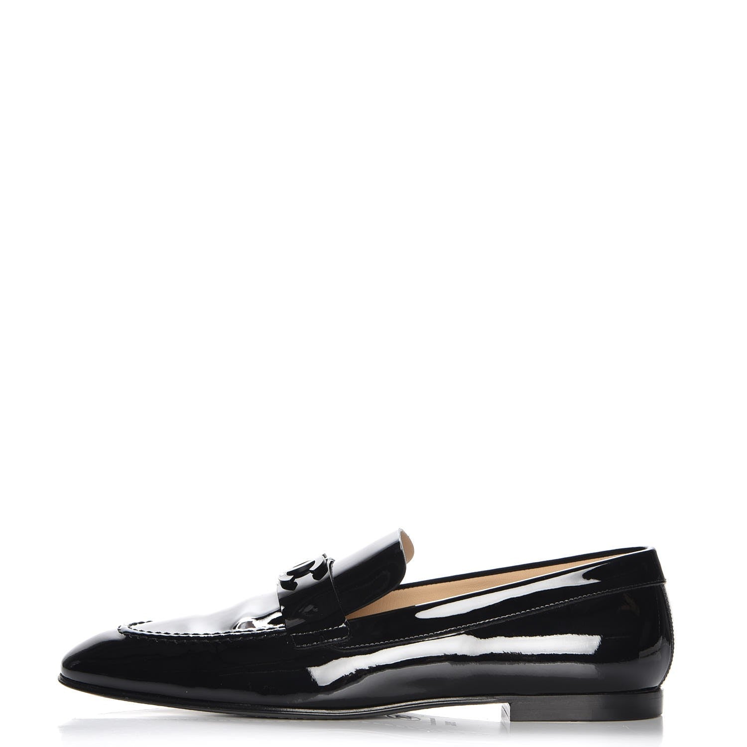 Chanel Patent Calfskin CC Loafers 39.5 Black 1 of 9