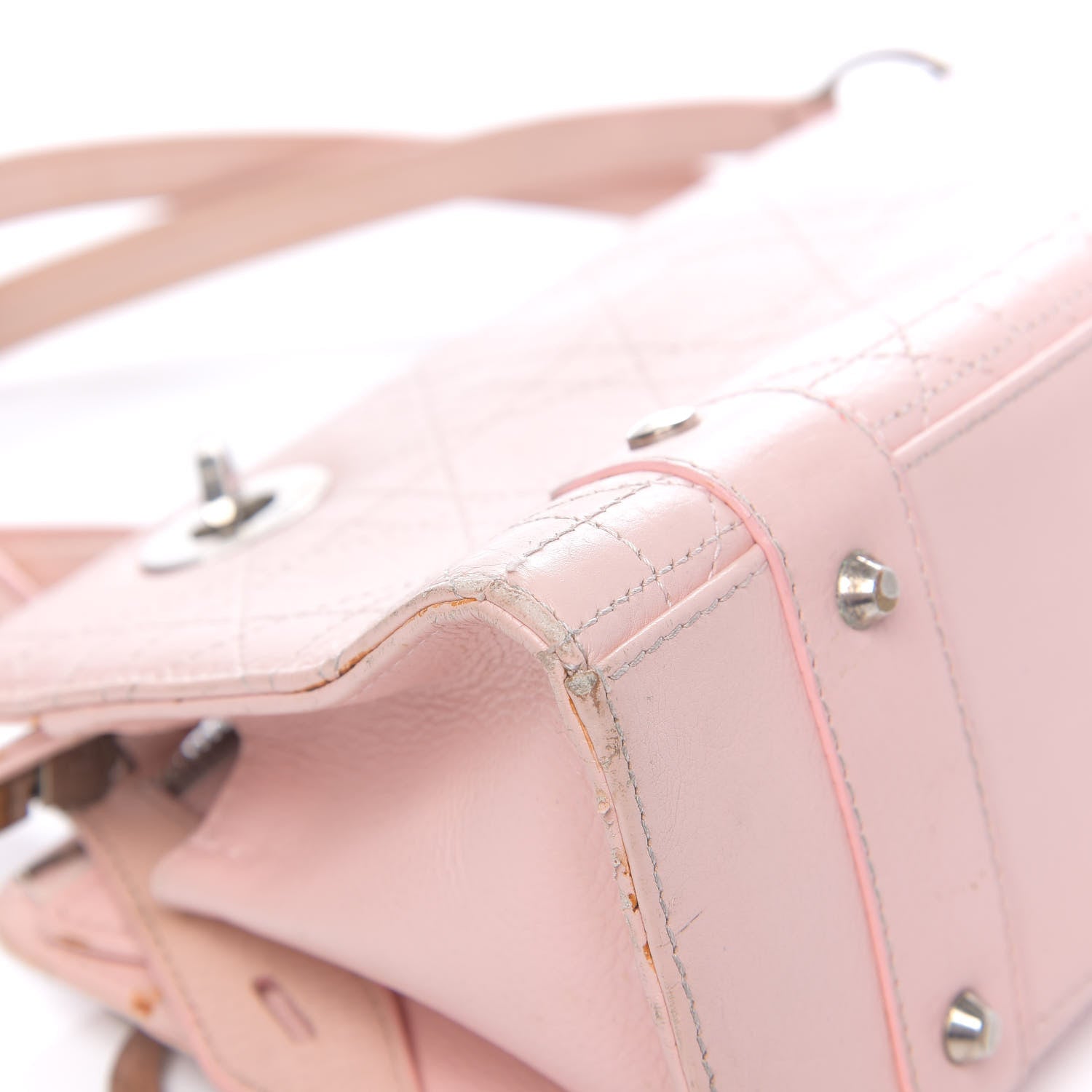 Christian Dior Calfskin Cannage Stitched East West Lady Dior Rose Clair 8 of 21