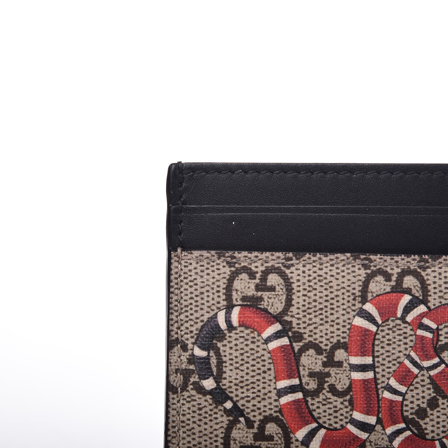 Gucci GG Supreme Monogram Kingsnake Card Holder Beige Black 8 of 12