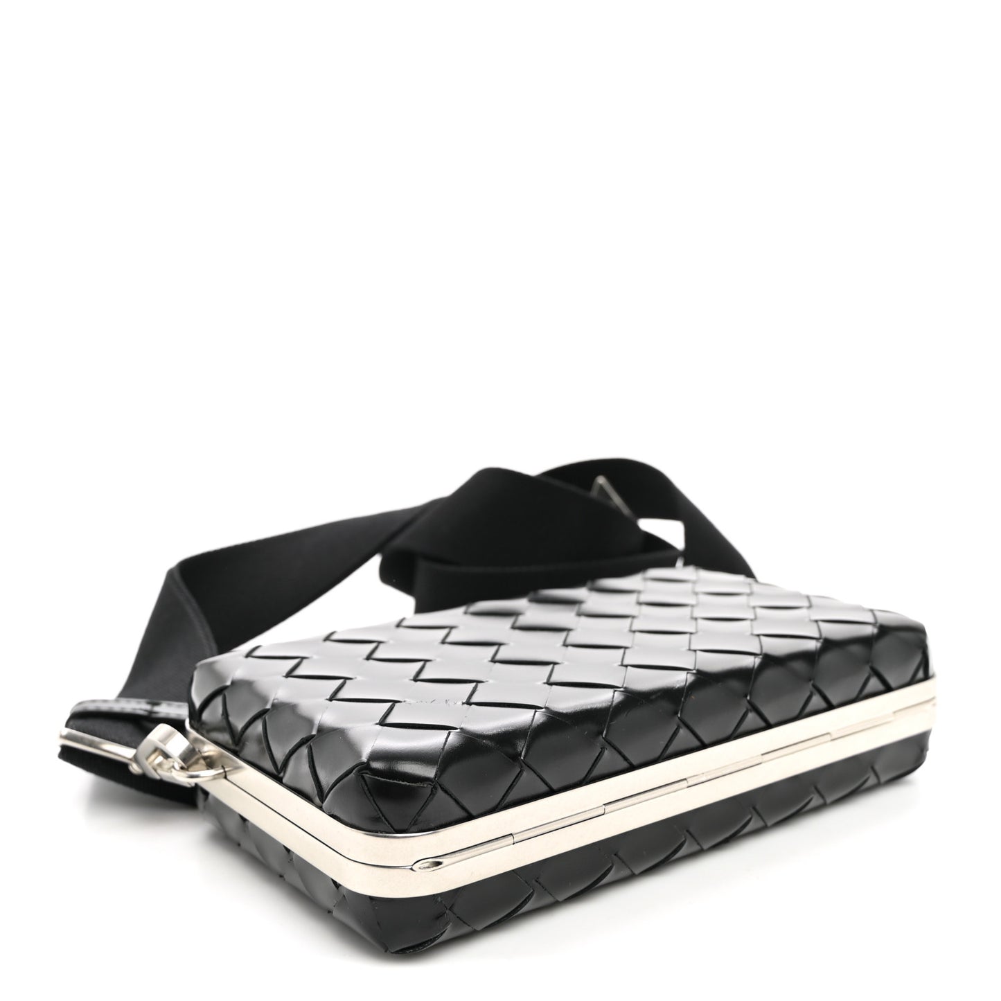 Spazzolato Intrecciato Mens Crossbody Messenger Case Black