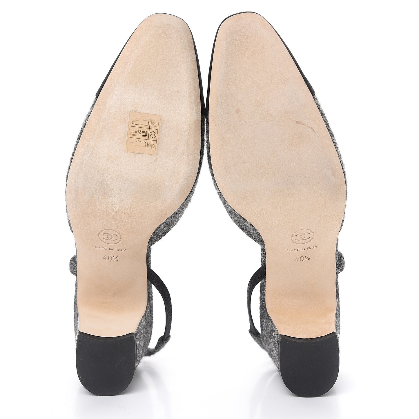 Tweed Grosgrain Cap Toe CC Slingback Pumps 40.5 Black Dark Grey
