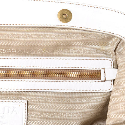 Prada Goatskin Woven Frame Satchel Bianco 13 of 16