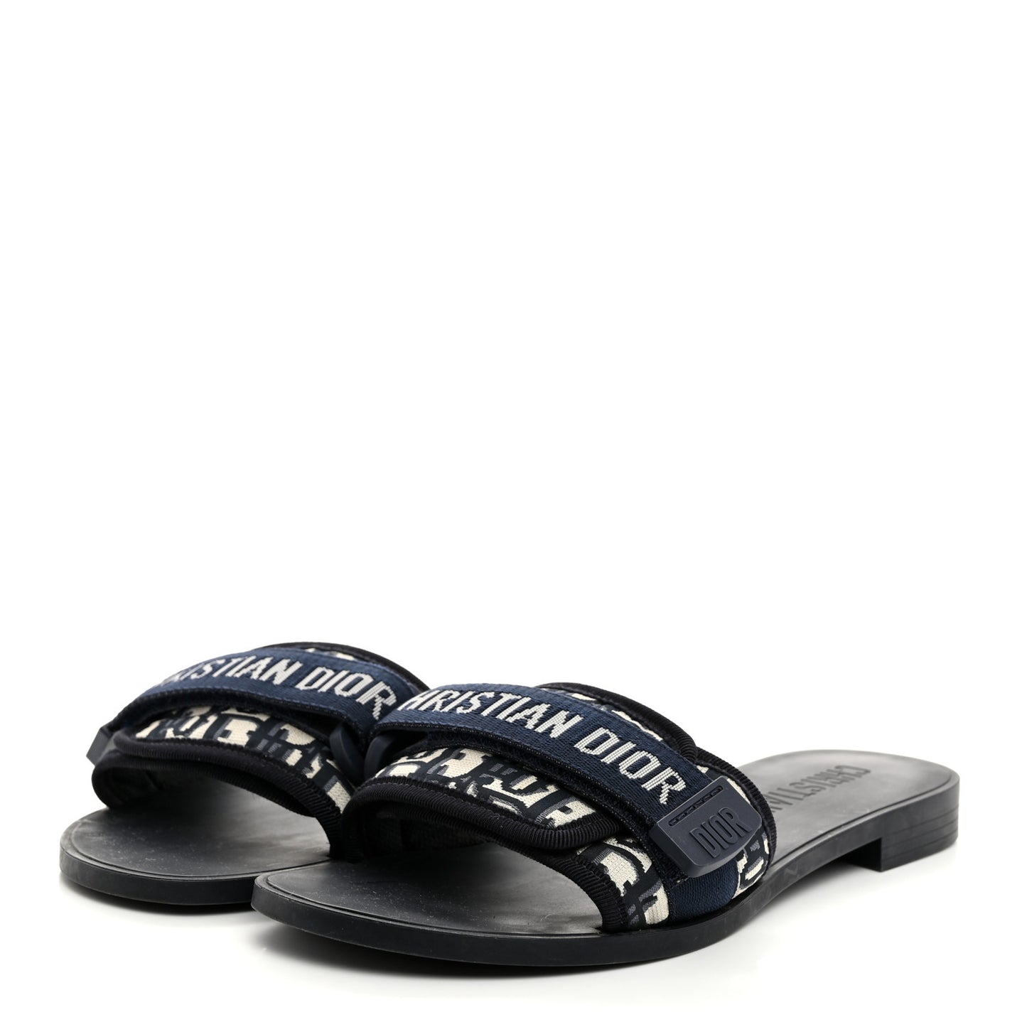 Nylon Oblique Dio(r)evolution Slide Sandals 37 Deep Blue